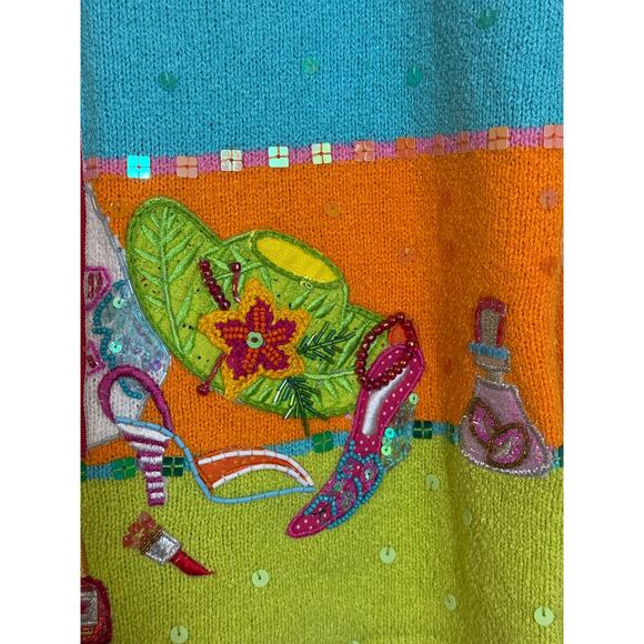 Design Options by Philip and Jane Gordon Small Beach Sweater W Beads & Sequins - Picture 6 of 15